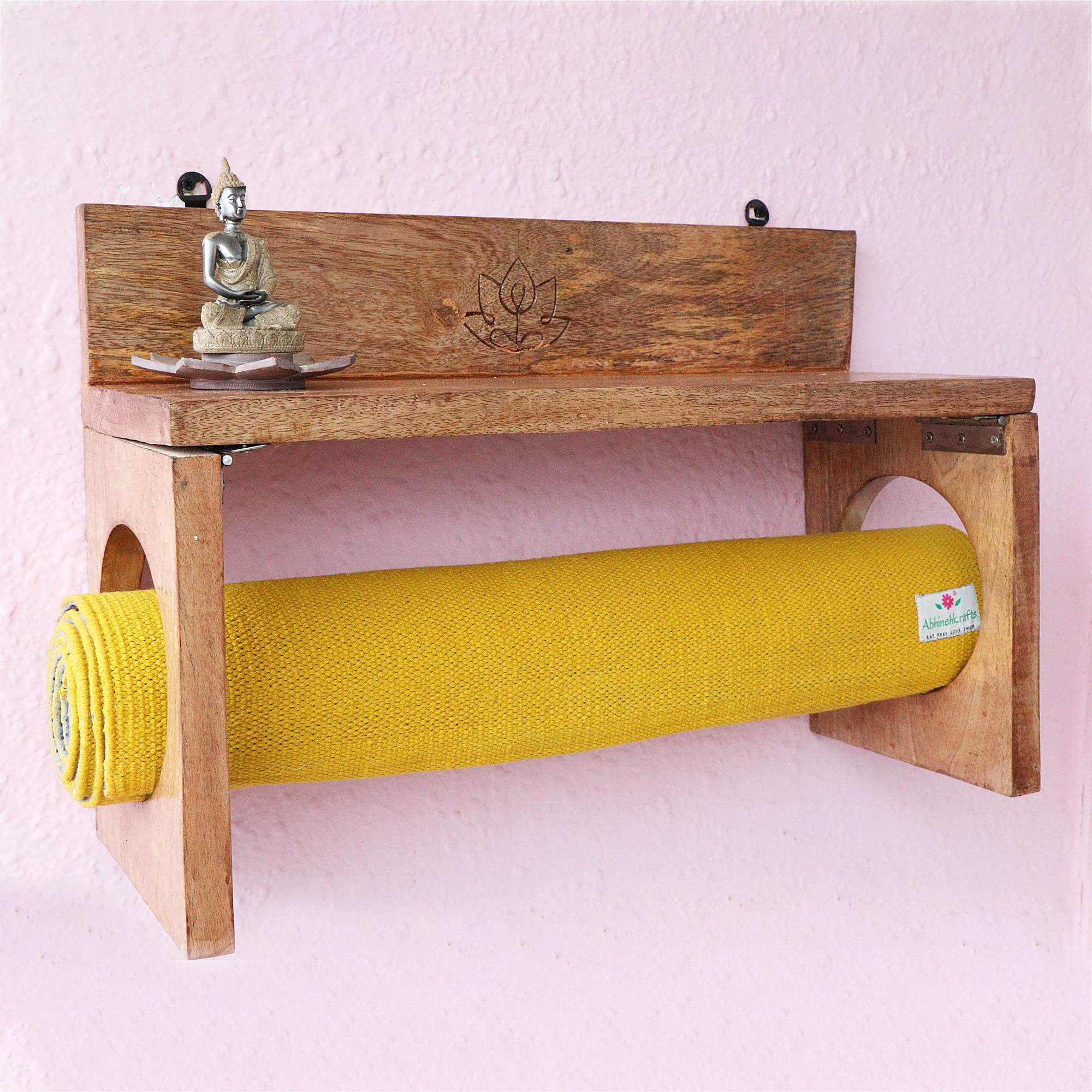 Yoga Mat Wall Holder Made With Mango Wood