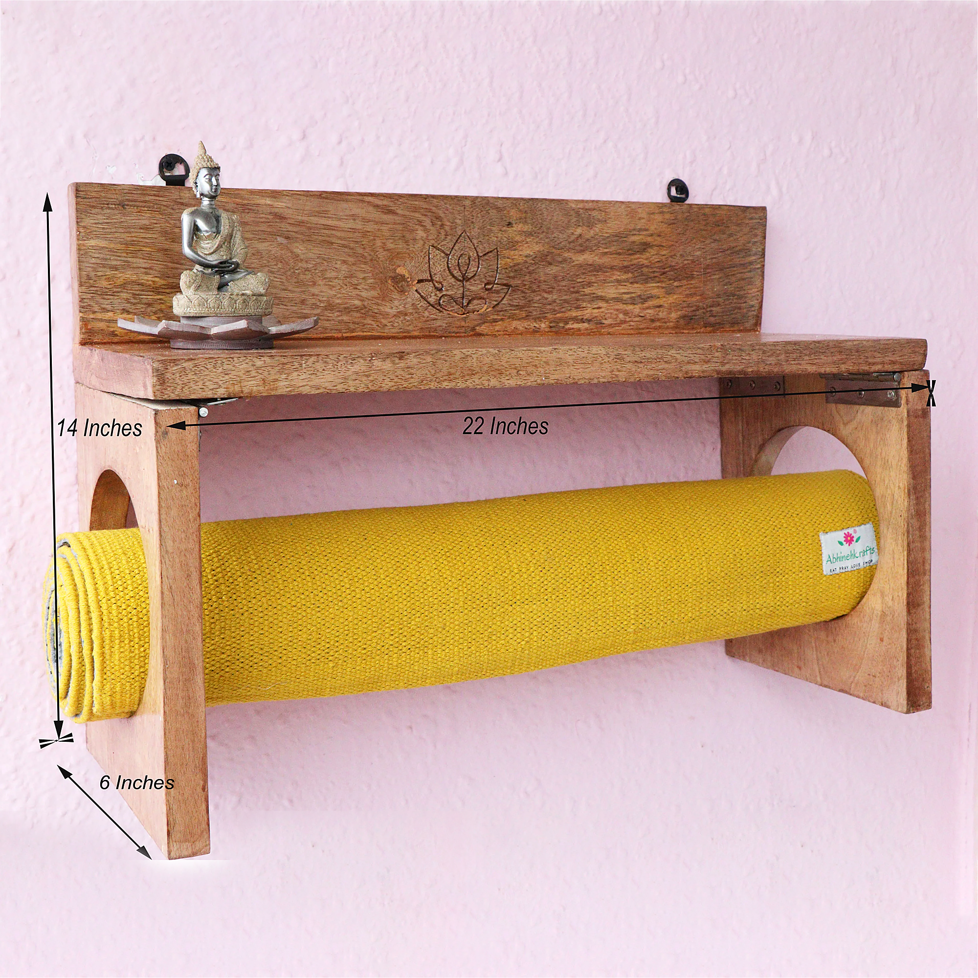 Yoga Mat Wall Holder Made With Mango Wood - YogaKargha