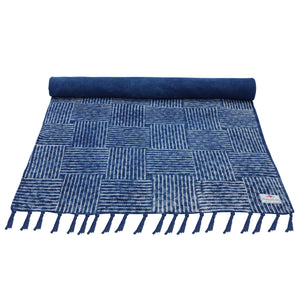 Anti Skid Cotton Indigo Mat for Yoga, Pilates, Fitness, and Meditation - (Handwoven Area Rug, Hand Block-Printed Rug) - Multi Options