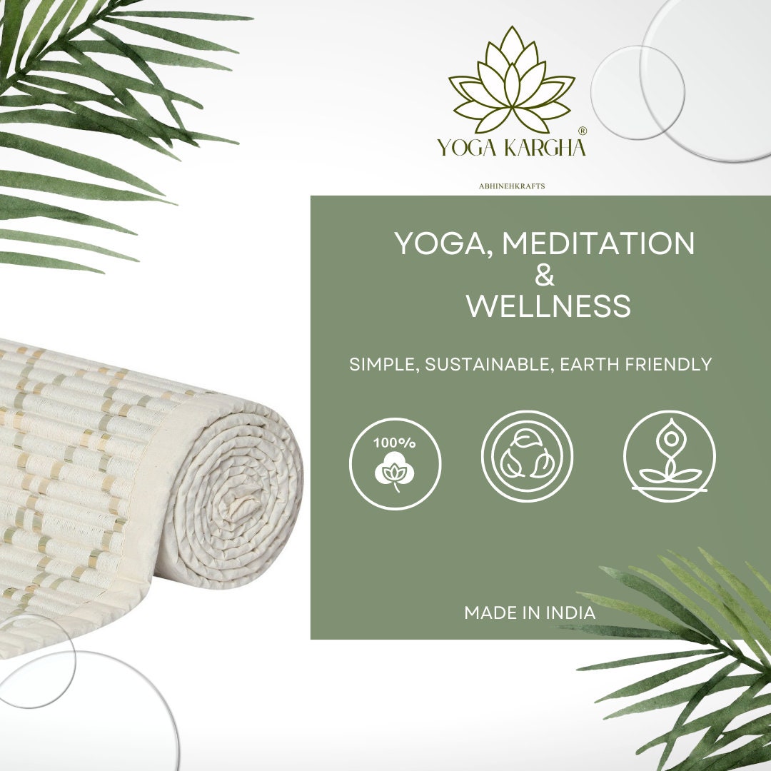 Handwoven Premium Grass Fiber Restorative Antiskid Mat for Yoga and Meditation - Meas