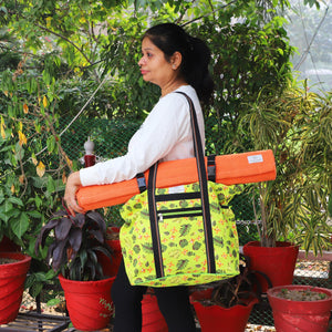 Handmade Upcycled Yoga Mat Bag Made With Upcycled Handwoven Fabric - Nature
