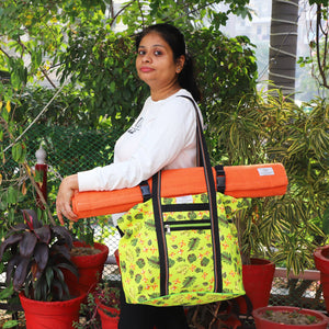 Handmade Upcycled Yoga Mat Bag Made With Upcycled Handwoven Fabric - Nature