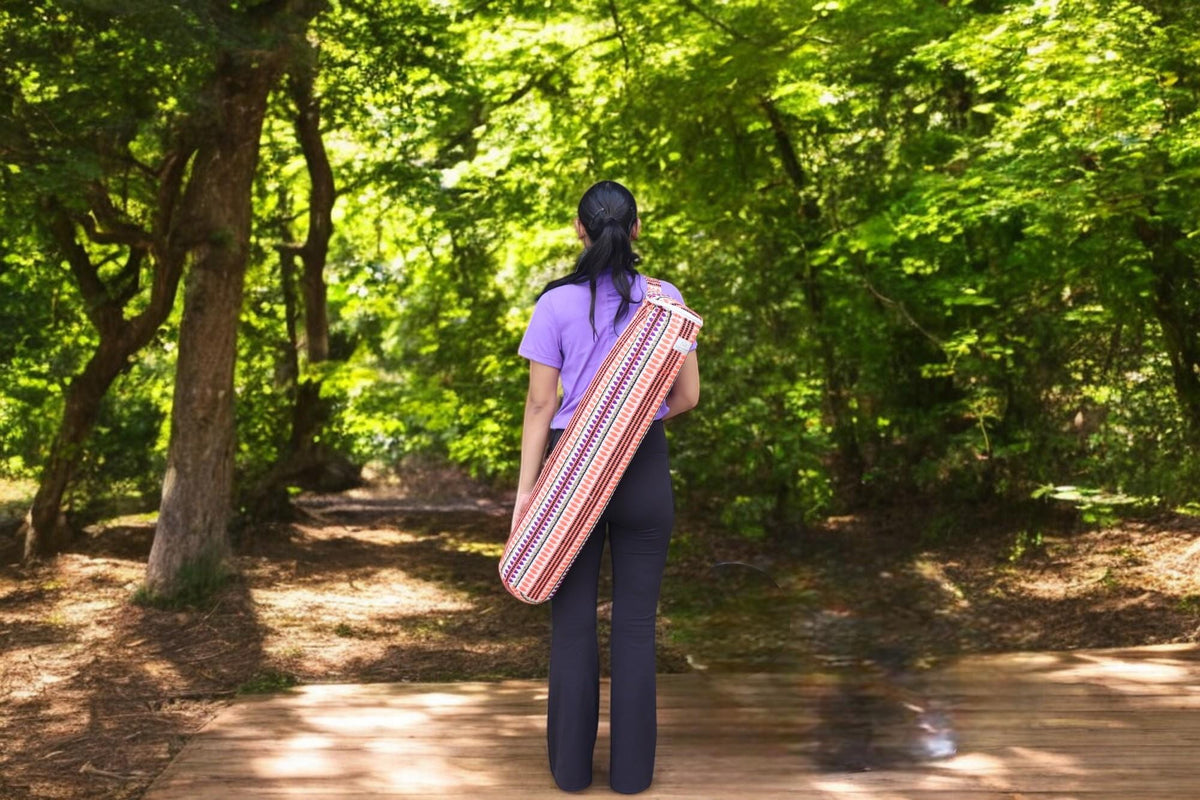 YogaKargha Handmade Upcycled Yoga Mat Bag, Eco-Friendly | Spacious | One-of-a-Kind | Mindfully Made in India