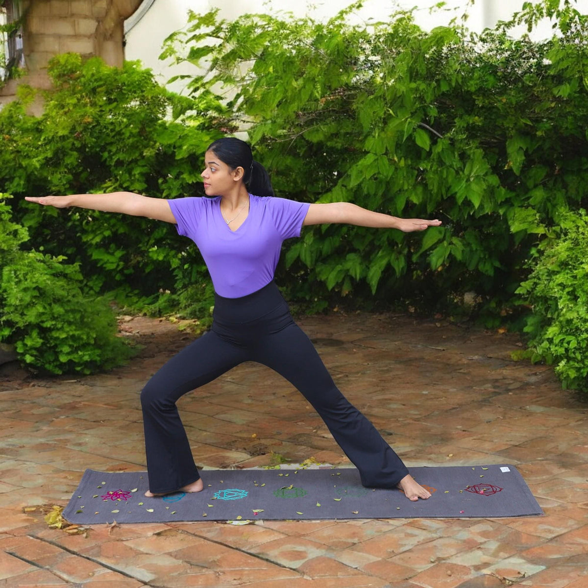 Organic Cotton Seven Chakra Embroidered Mat for Yoga and Meditation