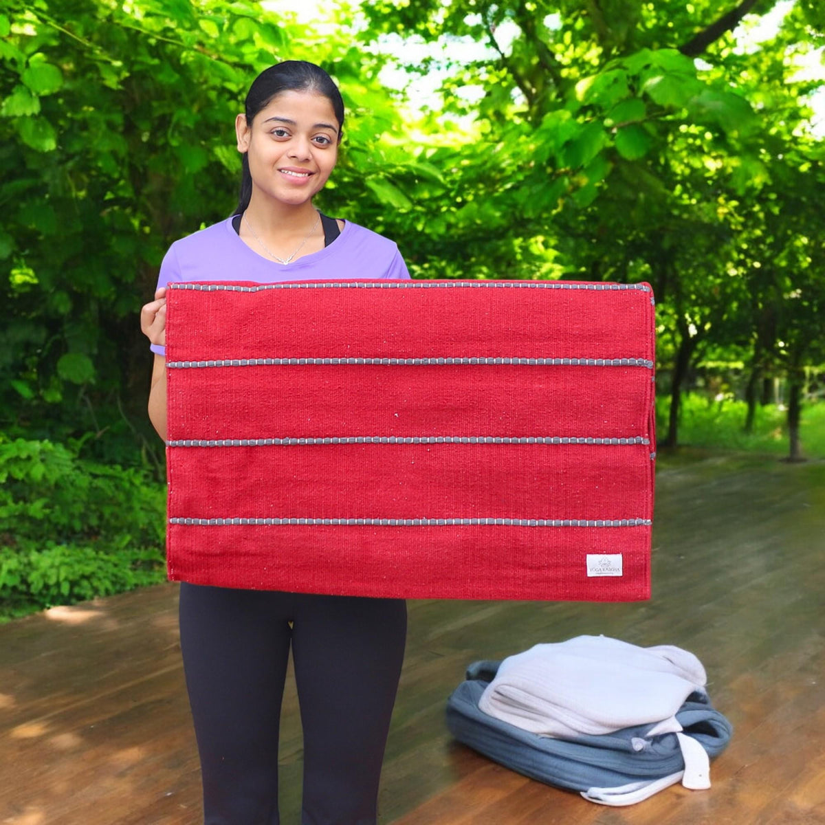 Organic Cotton Yoga Mat | Knotted Handwoven, Anti-Skid & Extra Large | Eco-Friendly, Washable, Biodegradable |