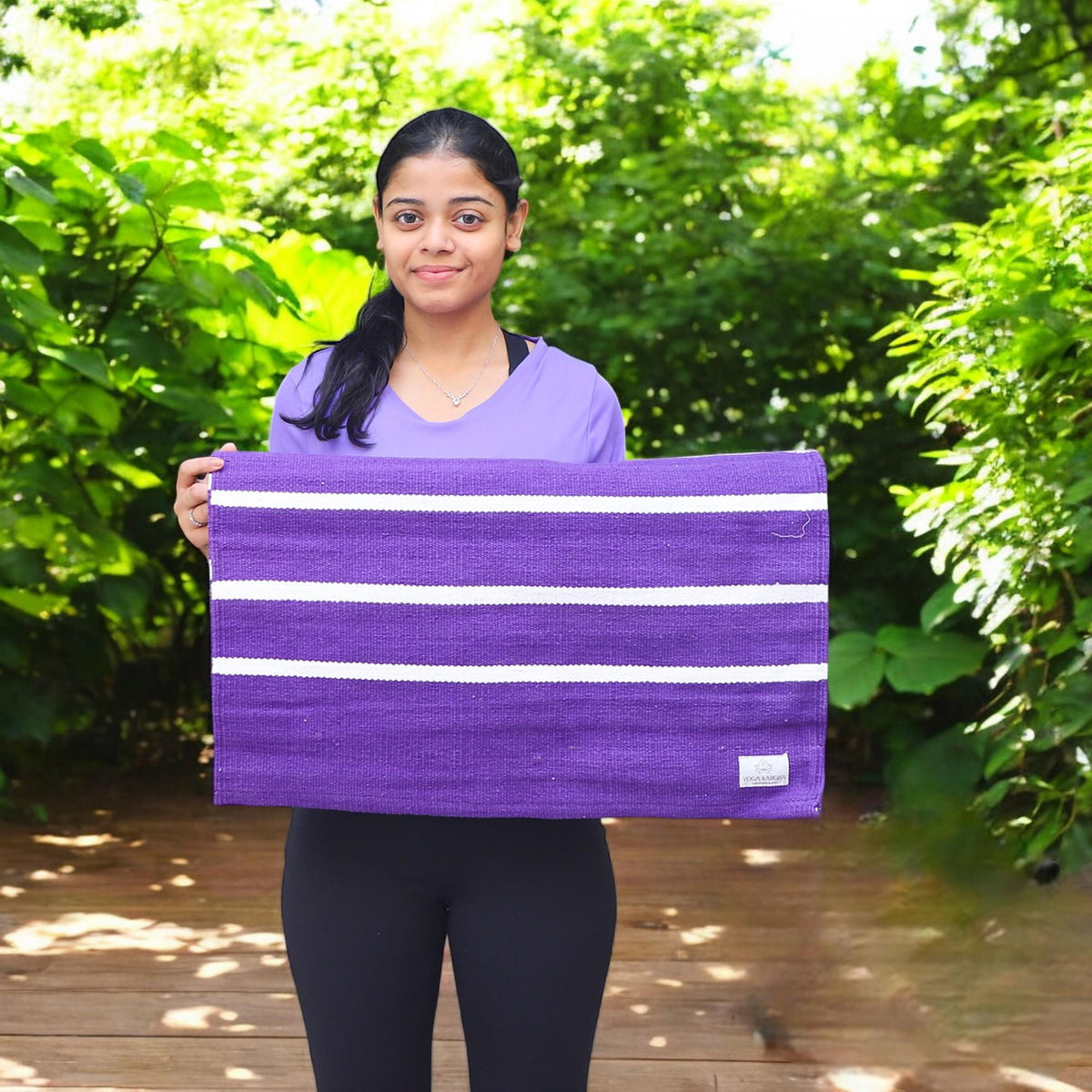 Handwoven Organic Cotton Travel Yoga Mat | Lightweight, Foldable & Eco-Friendly | Anti-Skid, Washable, Handmade in India
