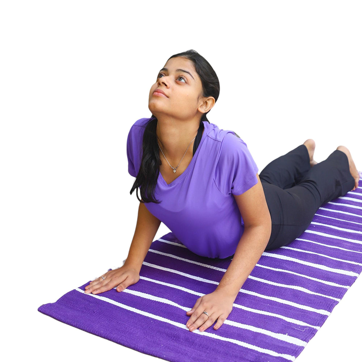 Handwoven Organic Cotton Travel Yoga Mat | Lightweight, Foldable & Eco-Friendly | Anti-Skid, Washable, Handmade in India