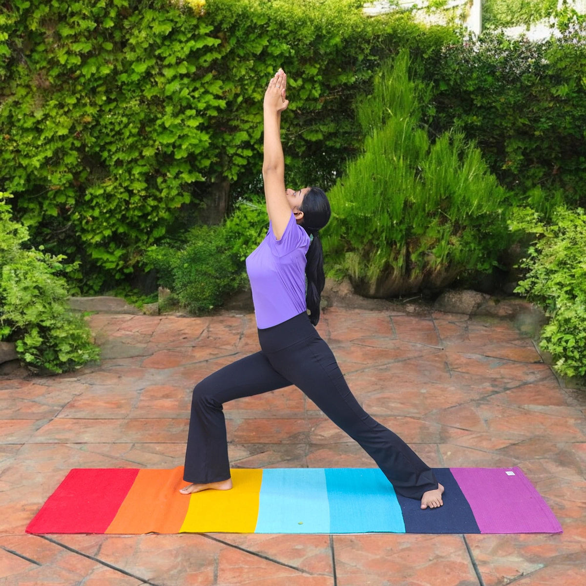 Handwoven Organic Cotton Yoga & Meditation Mat- Just Like a Rainbow