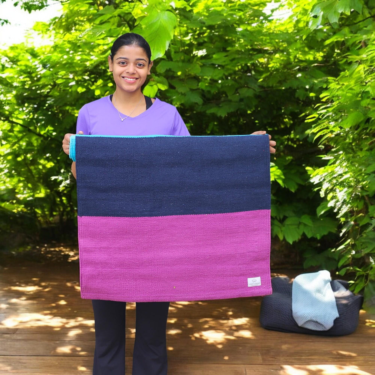 Handwoven Organic Cotton Yoga & Meditation Mat- Just Like a Rainbow