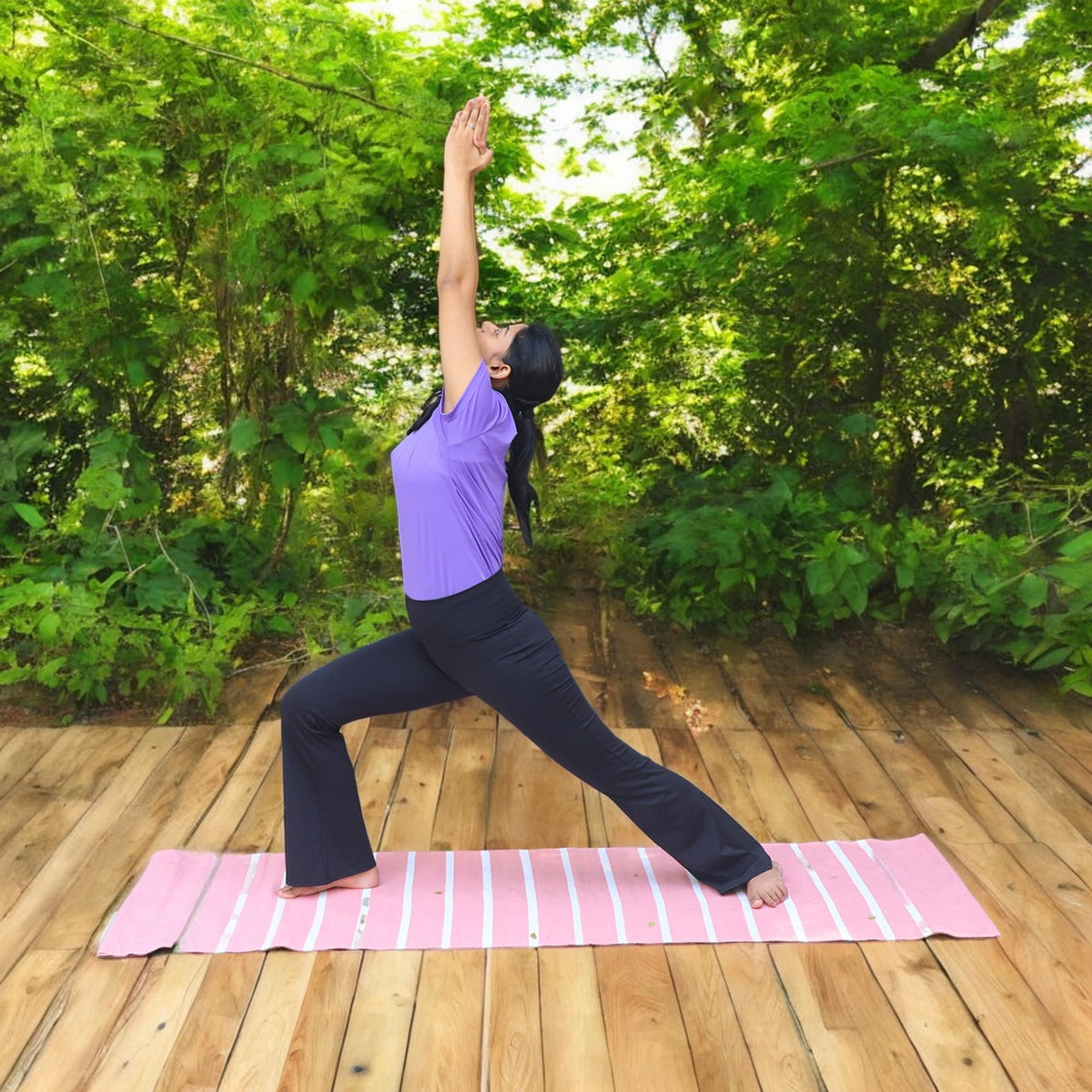 Handwoven Organic Cotton Travel Yoga Mat | Lightweight, Foldable & Eco-Friendly | Anti-Skid, Washable, Handmade in India