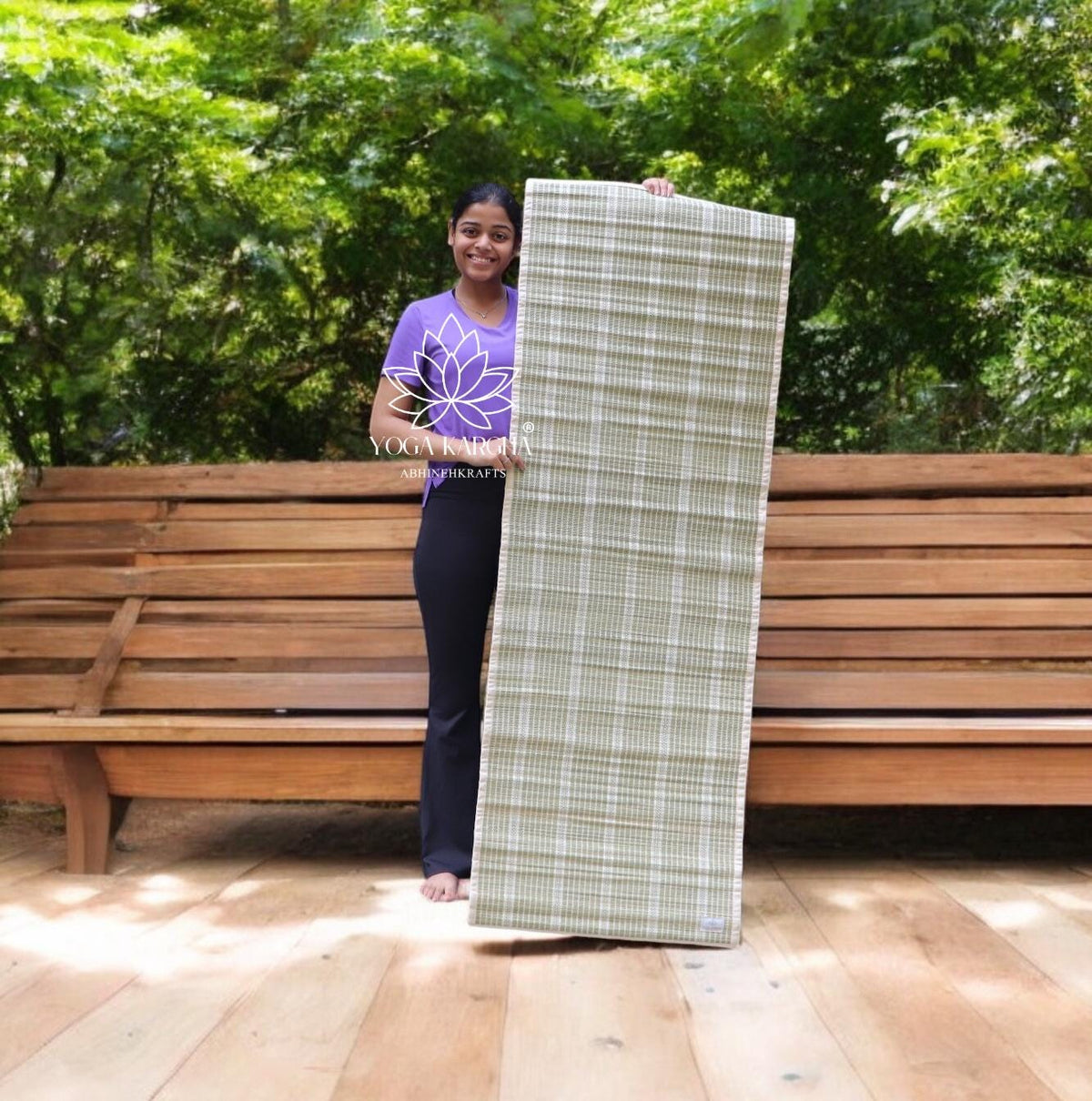 Handwoven Anti Skid Darbha Grass Fiber Mat for Yoga and Meditation