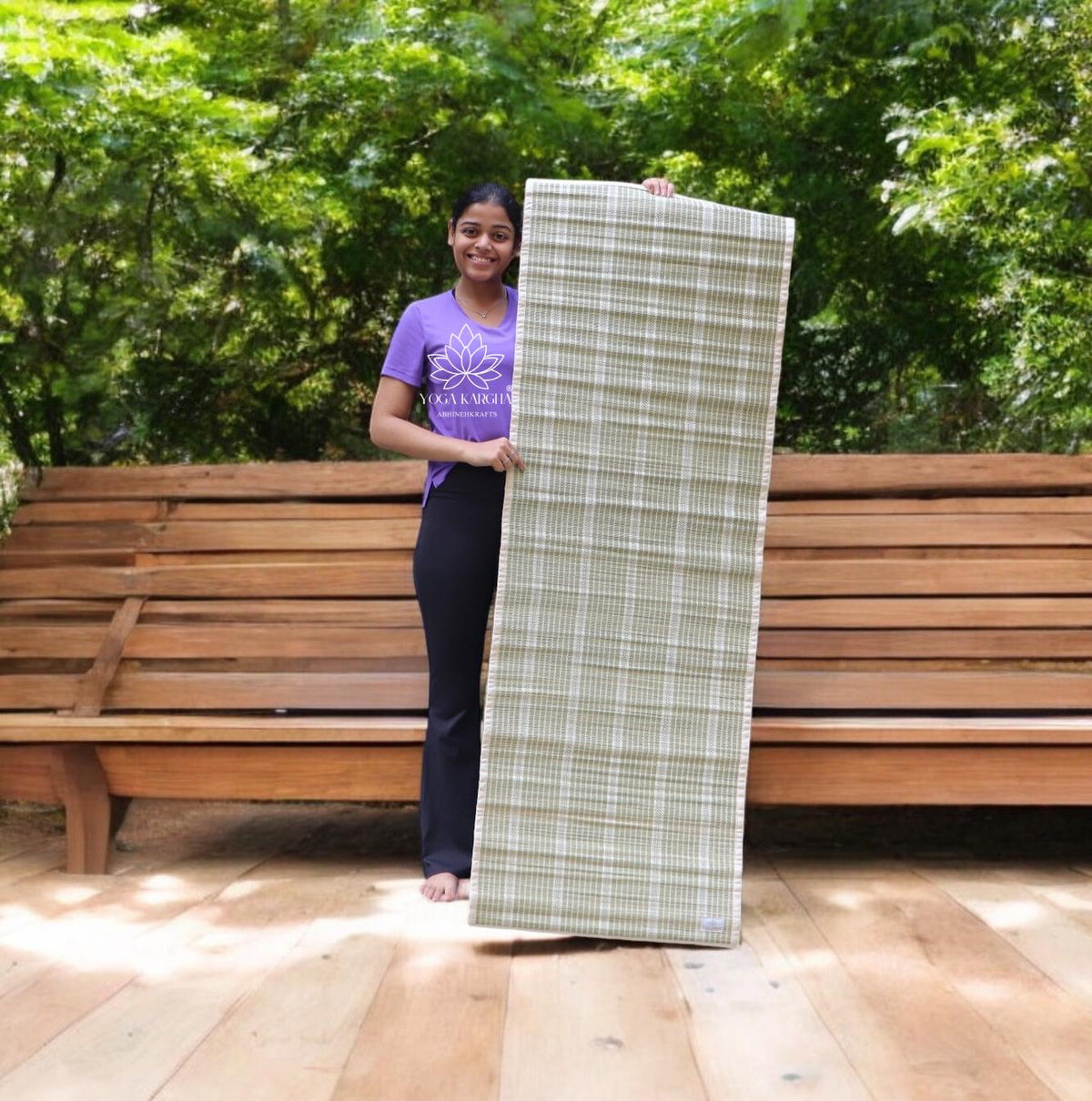 Handwoven Anti Skid Darbha Grass Fiber Mat for Yoga and Meditation