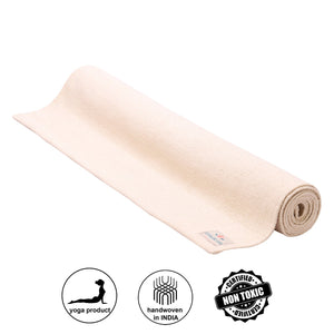 Organic cotton mat for Yoga, Pilates, Fitness, and Meditation - Natural Color (White) - Option to choose a natural rubber back finish - 3mm