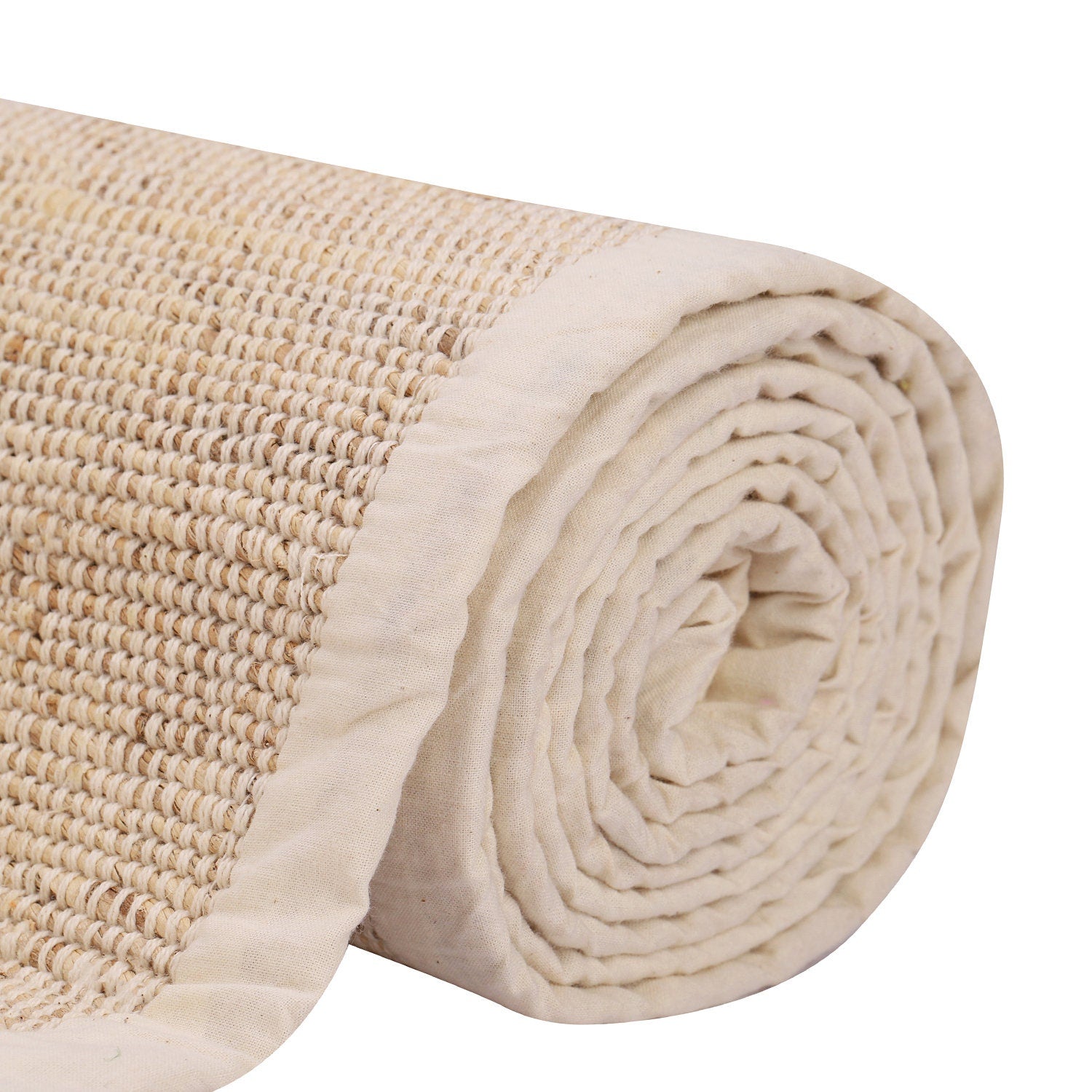 Organic Cotton Undyed Natural White Yoga Mat With Natural Robber Back YogaKargha