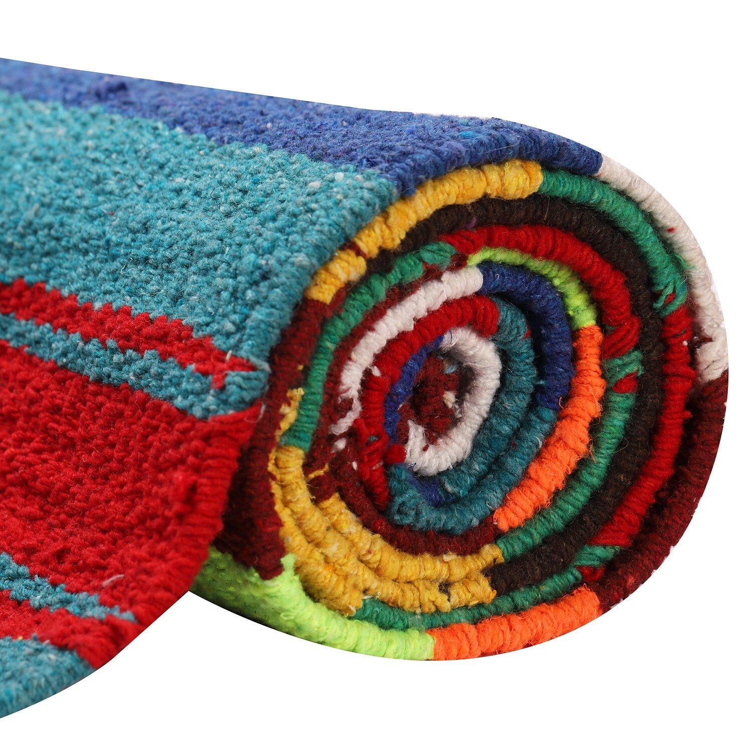 Handwoven & Handmade - Indian Boho/Bohemian Cotton Reversible Braided Area Rug/Chindi Rag/Floor Runner/Yoga Mat/Dhurrie/Kilm/Carpet