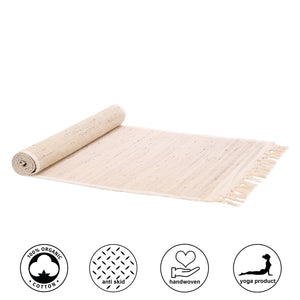 Premium Natural Banana Fiber Mat for Yoga, Pilates, Fitness, and Meditation - Natural Color (Handwoven, anti-skid & firm grip)