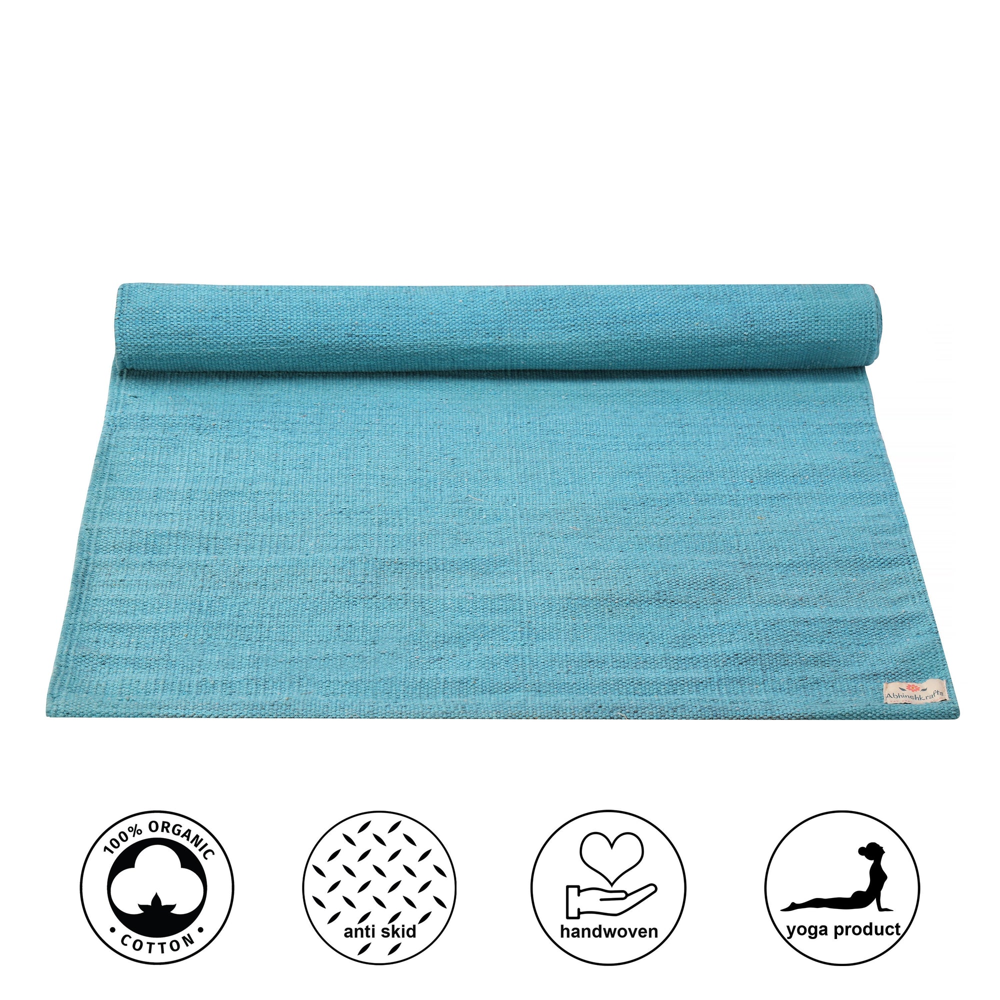 Yoga Mats - Organic Natural Cotton Mat-Yoga, Pilates, Fitness, and Meditation - (Handwoven, anti-skid & firm grip) - Color Options Available