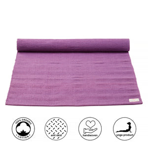 Yoga Mats - Organic Natural Cotton Mat-Yoga, Pilates, Fitness, and Meditation - (Handwoven, anti-skid & firm grip) - Color Options Available