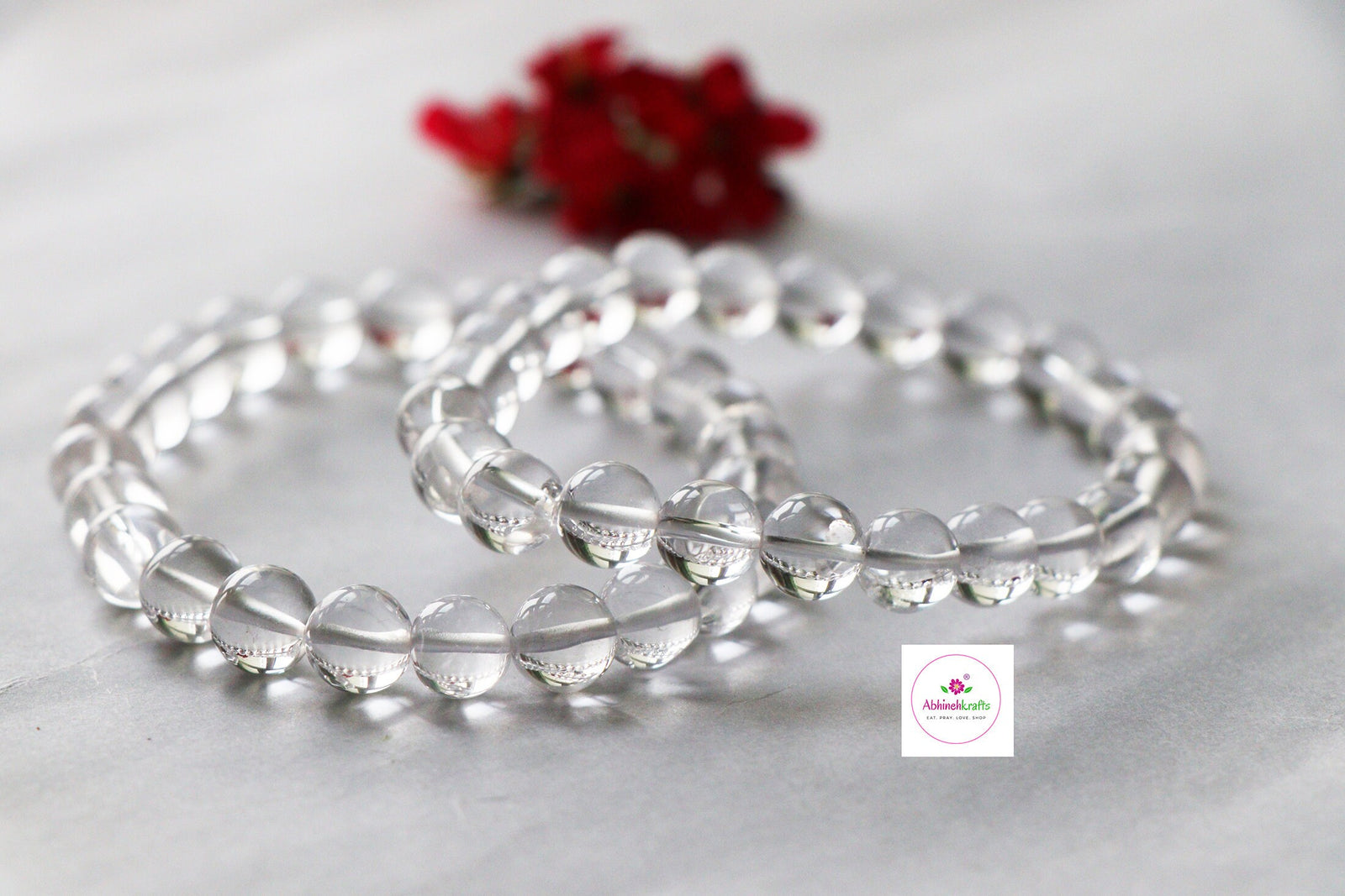 Clear Quartz Bracelet/Jewelry, Elastic Crystal Bead (8mm) Healing Bracelet, Energy Healing /Chakra Balancing - Crown Chakra Stone