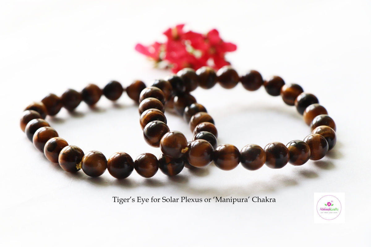 Tiger&#39;s Eye Bracelet/Jewelry, Elastic Crystal Bead (8mm) Healing Bracelet, Energy Healing /Chakra Balancing - Solar Plexus Stone