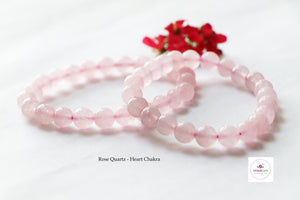 Rose Quartz Bracelet/Jewelry, Elastic Crystal Bead (8mm) Healing Bracelet, For Love, Compassion, Kindness, Forgiveness, Heart Chakra