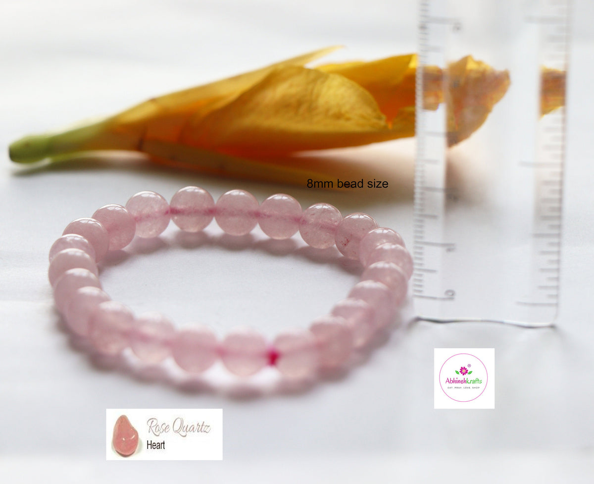 Rose Quartz Bracelet/Jewelry, Elastic Crystal Bead (8mm) Healing Bracelet, For Love, Compassion, Kindness, Forgiveness, Heart Chakra