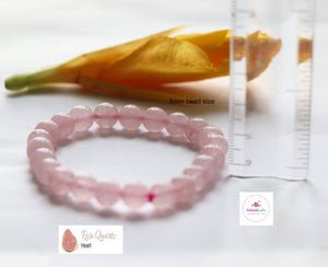Rose Quartz Bracelet/Jewelry, Elastic Crystal Bead (8mm) Healing Bracelet, For Love, Compassion, Kindness, Forgiveness, Heart Chakra