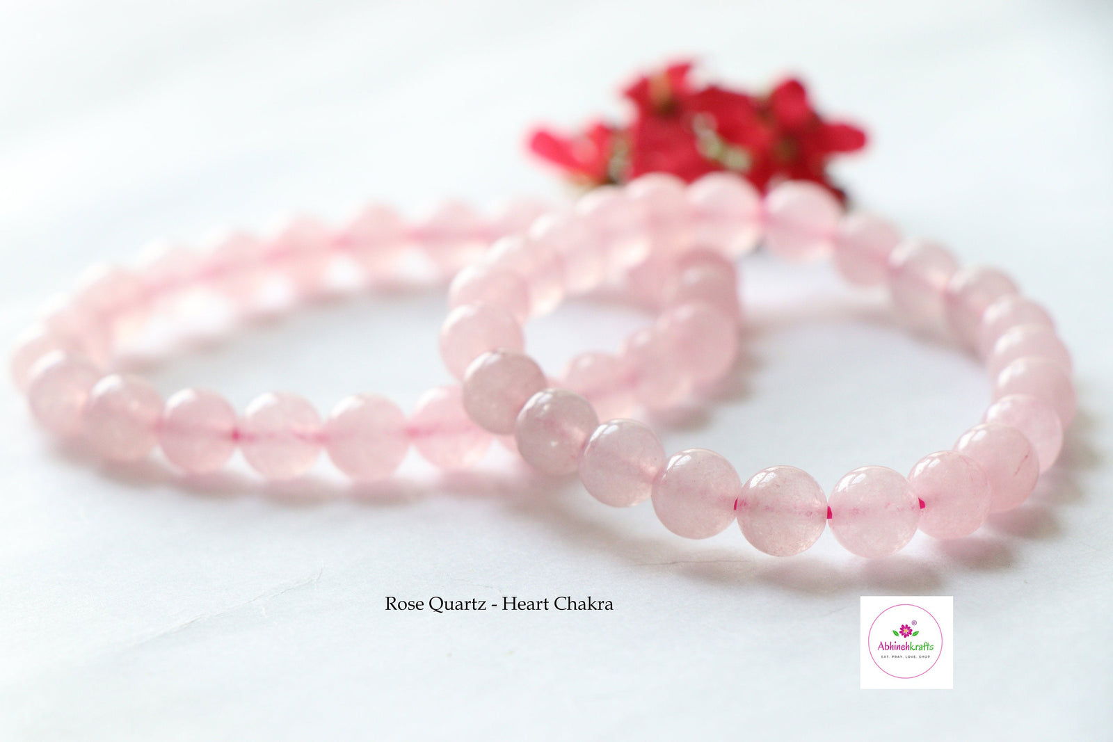 Rose Quartz Bracelet/Jewelry, Elastic Crystal Bead (8mm) Healing Bracelet, For Love, Compassion, Kindness, Forgiveness, Heart Chakra