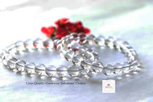 Clear Quartz Bracelet/Jewelry, Elastic Crystal Bead (8mm) Healing Bracelet, Energy Healing /Chakra Balancing - Crown Chakra Stone