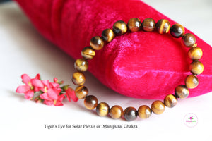 Tiger&#39;s Eye Bracelet/Jewelry, Elastic Crystal Bead (8mm) Healing Bracelet, Energy Healing /Chakra Balancing - Solar Plexus Stone