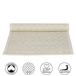 Premium Grass Fiber Mat for Yoga, Pilates, Fitness, and Meditation - Natural Color (Handwoven, anti-skid & firm grip) - Meas