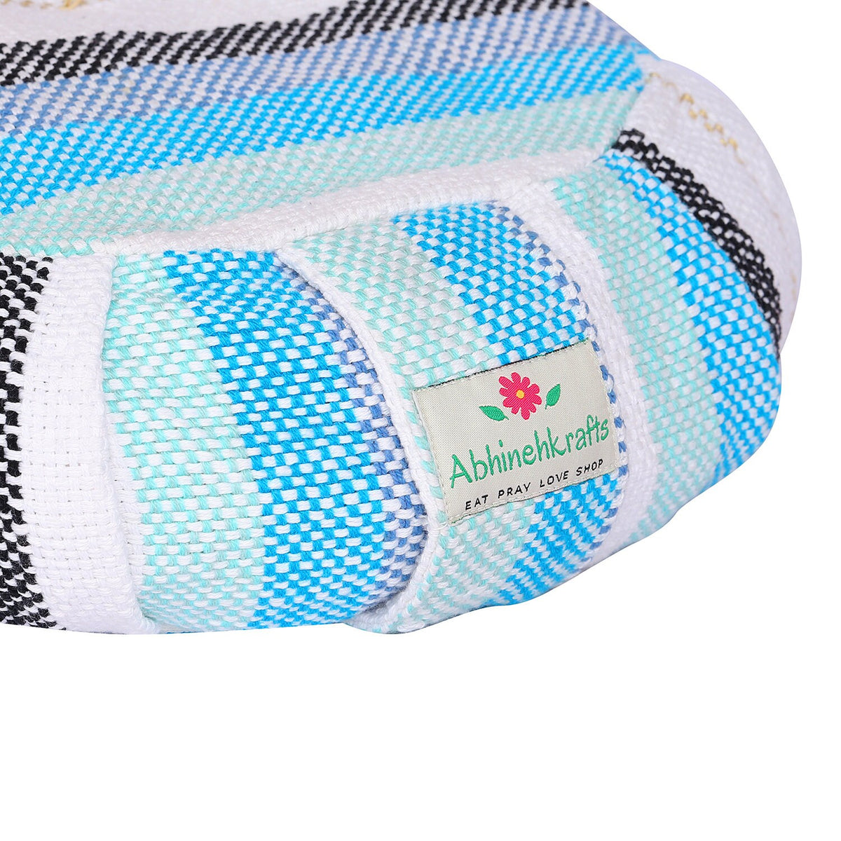 Yoga Meditation Cushion | Handwoven Handmade Round Zafu Pillow  |Zipped Cover |Washable| Portable - Sky Lark - Filling Options Available