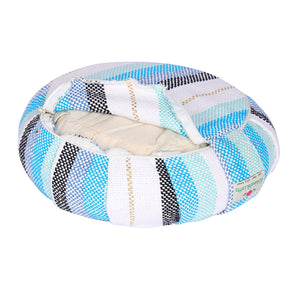 Yoga Meditation Cushion | Handwoven Handmade Round Zafu Pillow  |Zipped Cover |Washable| Portable - Sky Lark - Filling Options Available