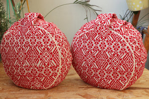 Yoga Meditation Cushion | Handwoven Handmade Round Zafu Pillow  |Zipped Cover |Washable| Portable - Scarlet - Filling Options Available