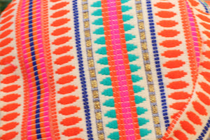 Yoga Meditation Cushion | Handwoven Handmade Round Zafu Pillow  |Zipped Cover |Washable| Portable - Carnival - Filling Options Available