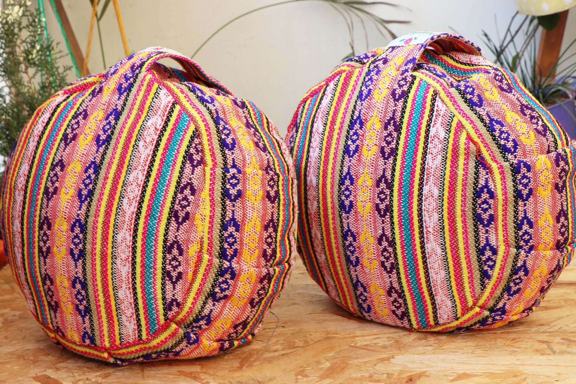 Yoga Meditation Cushion | Handwoven Handmade Round Zafu Pillow  |Zipped Cover |Washable| Portable - Tibet - Filling Options Available