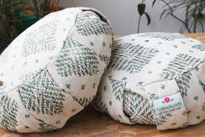 Yoga Meditation Cushion | Handwoven Handmade Round Zafu Pillow  |Zipped Cover |Washable| Portable - Diamond - Filling Options Available