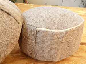 Rondo Yoga Meditation Cushion | Handwoven Handmade Rondo Zafu Pillow - Beige |Zipped Cover |Washable| Portable - Filling Options Available