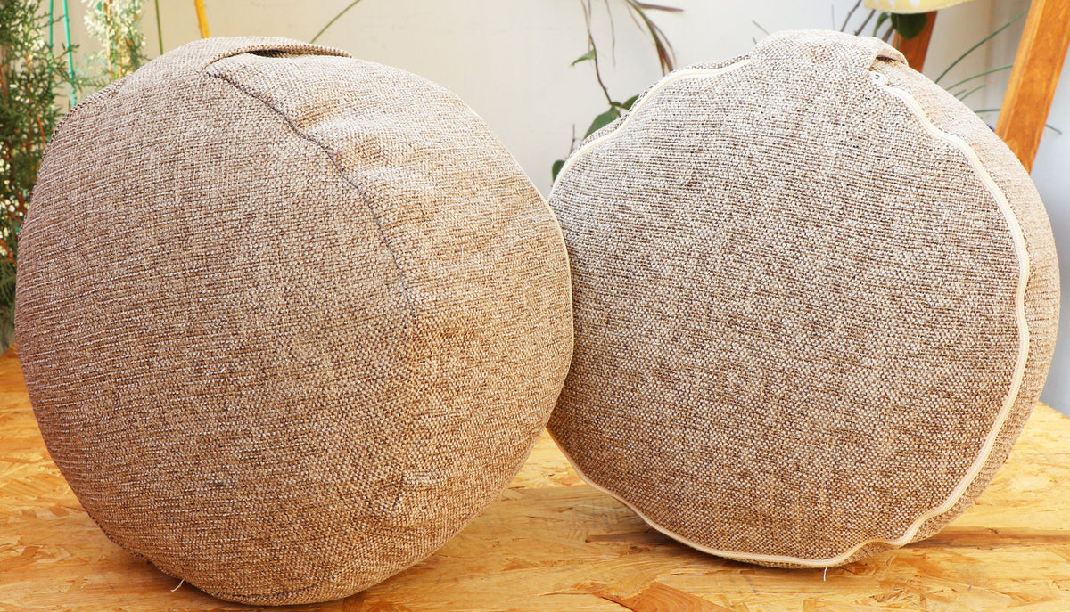 Rondo Yoga Meditation Cushion | Handwoven Handmade Rondo Zafu Pillow - Beige |Zipped Cover |Washable| Portable - Filling Options Available