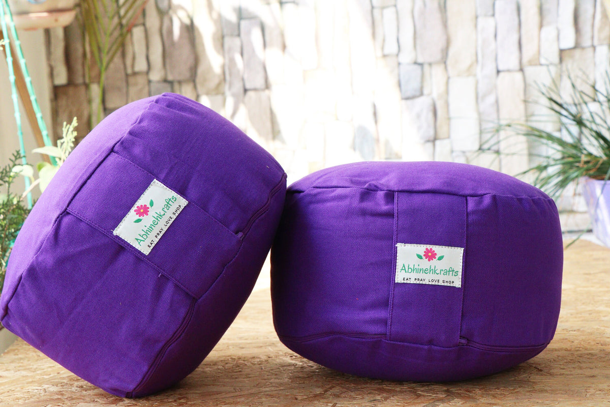 Rondo Yoga Meditation Cushion | Handwoven Rondo Zafu- Solid Color |Zipped Cover |Washable| Portable - Filling & Color Options Available