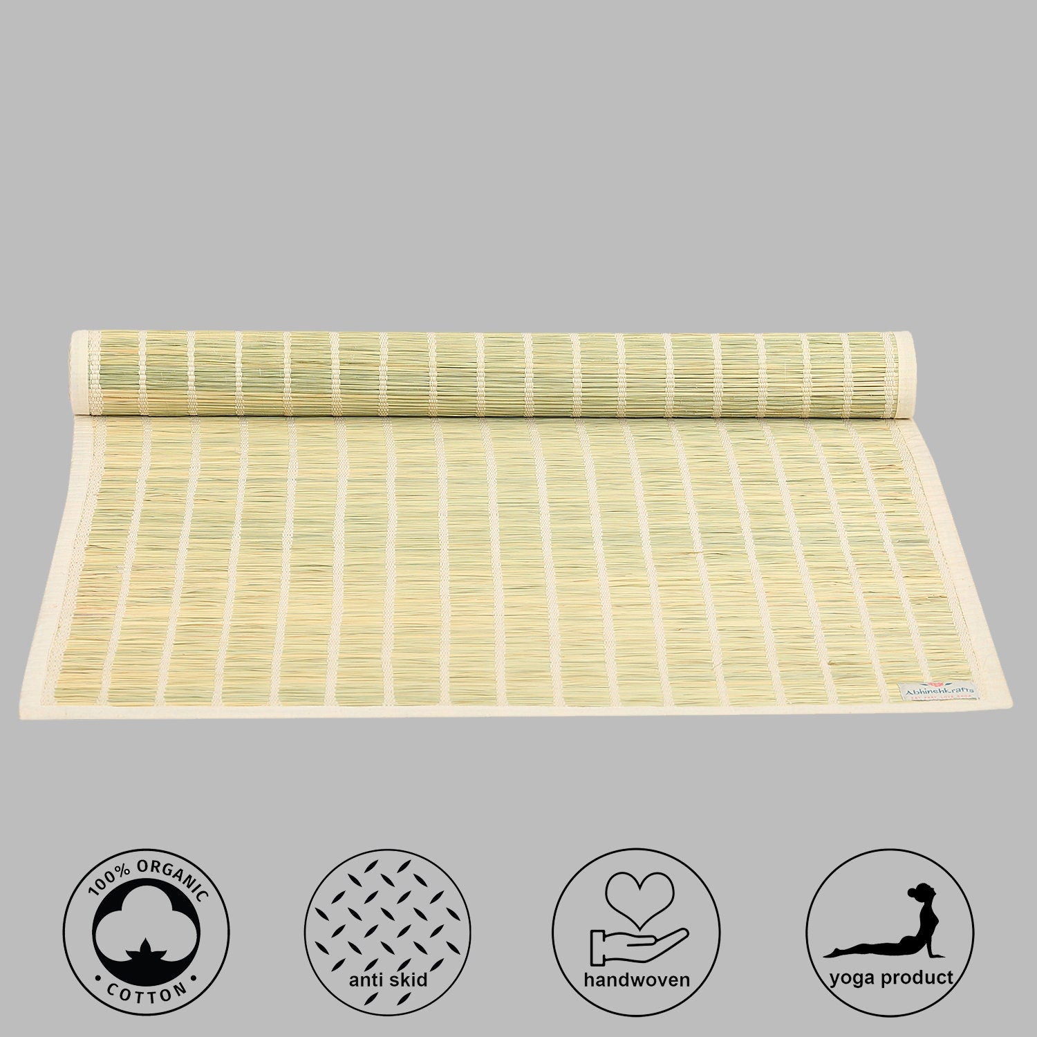 Handwoven Anti Skid Darbha Grass Fiber Mat for Yoga and Meditation