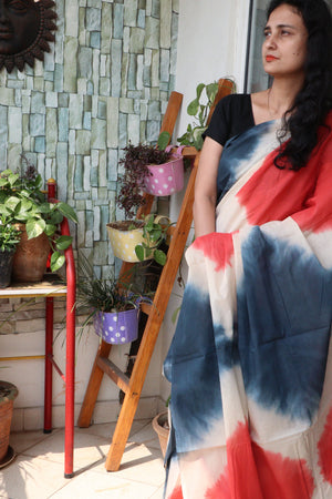 Saree - Cotton - Tie-Dye - Color Splash - Sari/Indian Dress/Fabric Yard