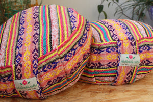 Yoga Meditation Cushion | Handwoven Handmade Round Zafu Pillow  |Zipped Cover |Washable| Portable - Tibet - Filling Options Available