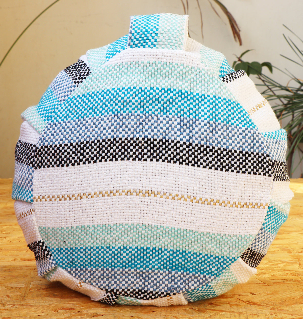 Yoga Meditation Cushion | Handwoven Handmade Round Zafu Pillow  |Zipped Cover |Washable| Portable - Sky Lark - Filling Options Available