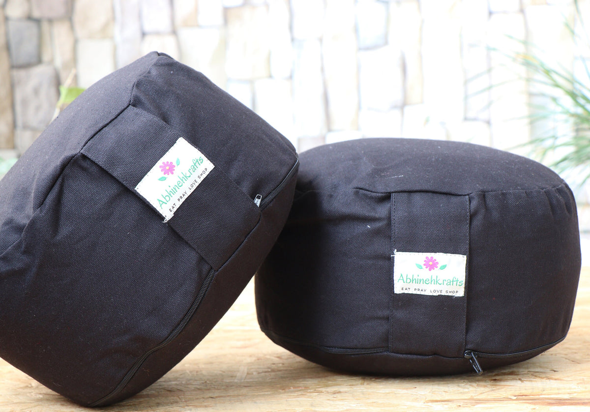 Rondo Yoga Meditation Cushion | Handwoven Rondo Zafu- Solid Color |Zipped Cover |Washable| Portable - Filling & Color Options Available