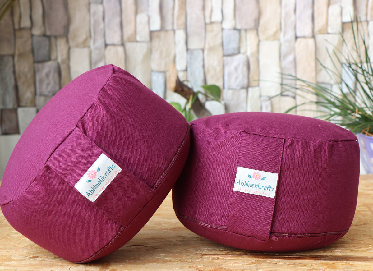 Rondo Yoga Meditation Cushion | Handwoven Rondo Zafu- Solid Color |Zipped Cover |Washable| Portable - Filling & Color Options Available