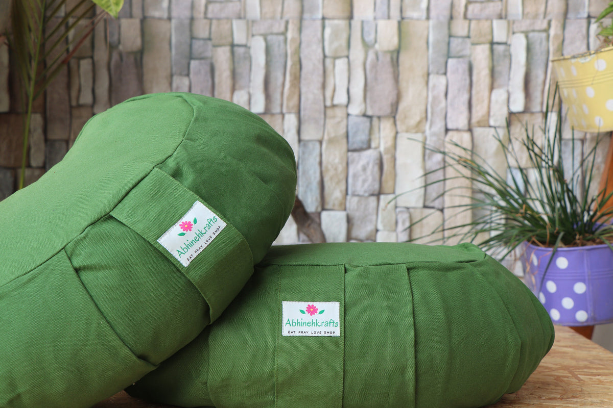 Moon Style Yoga Meditation Cushion | Handwoven Moon Zafu- Solid Color |Zipped Cover |Washable| Portable - Filling & Color Options Available