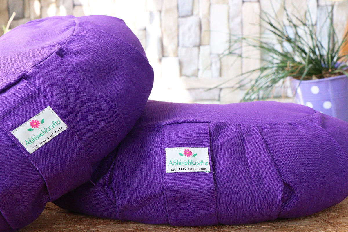 Moon Style Yoga Meditation Cushion | Handwoven Moon Zafu- Solid Color |Zipped Cover |Washable| Portable - Filling & Color Options Available