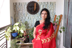 Saree - Chanderi Silk Cotton - Handblock Printed - Candy - Sari/Indian Dress/Fabric Yard