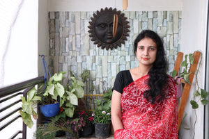 Saree - Chikankari/Tepchi Embroidered Georgette Saree - Crimson - Sari/Indian Dress/Fabric Yard